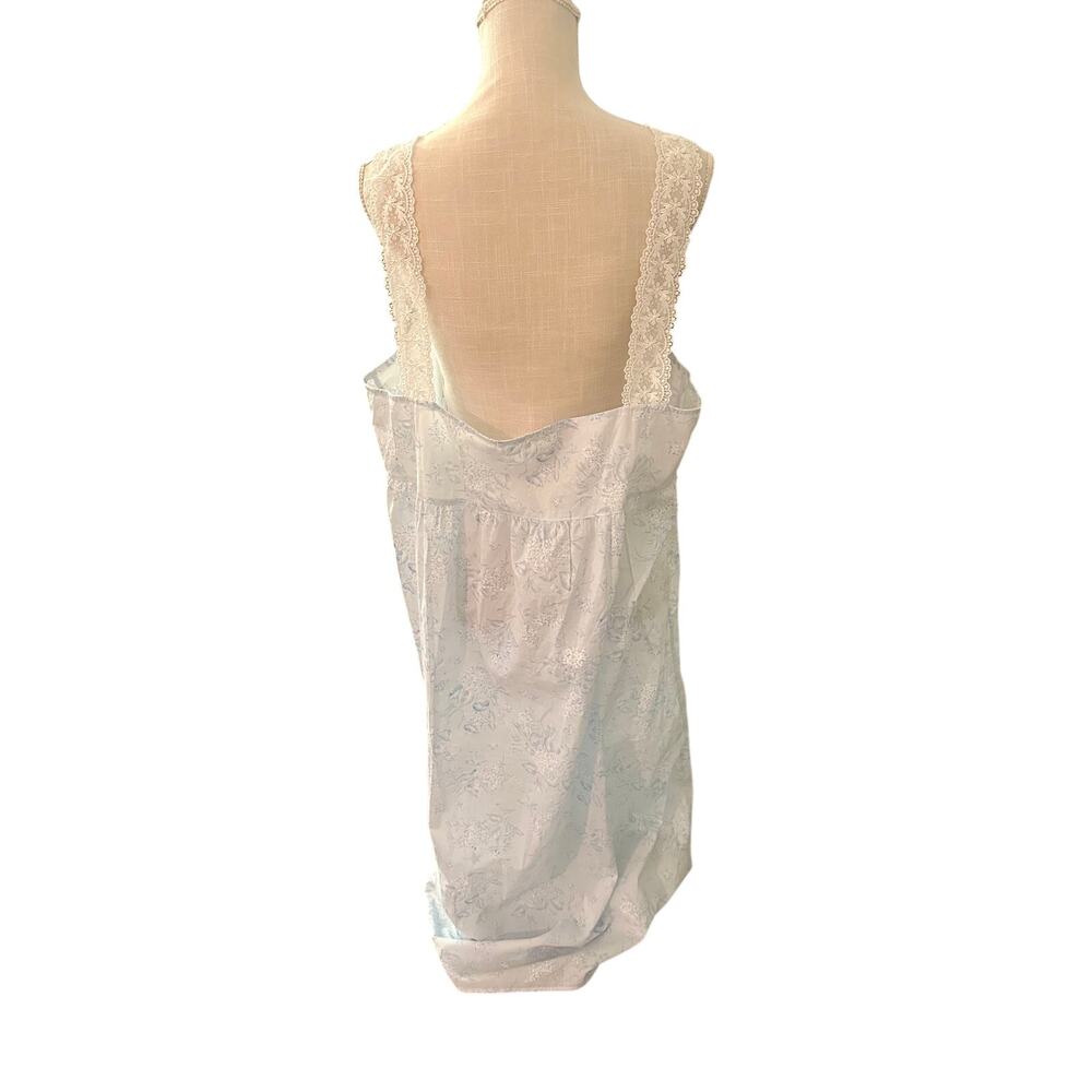Eileen West White & Blue Floral Lace 100% Cotton Long Ballet Nightgown Size 2X - Picture 3 of 6